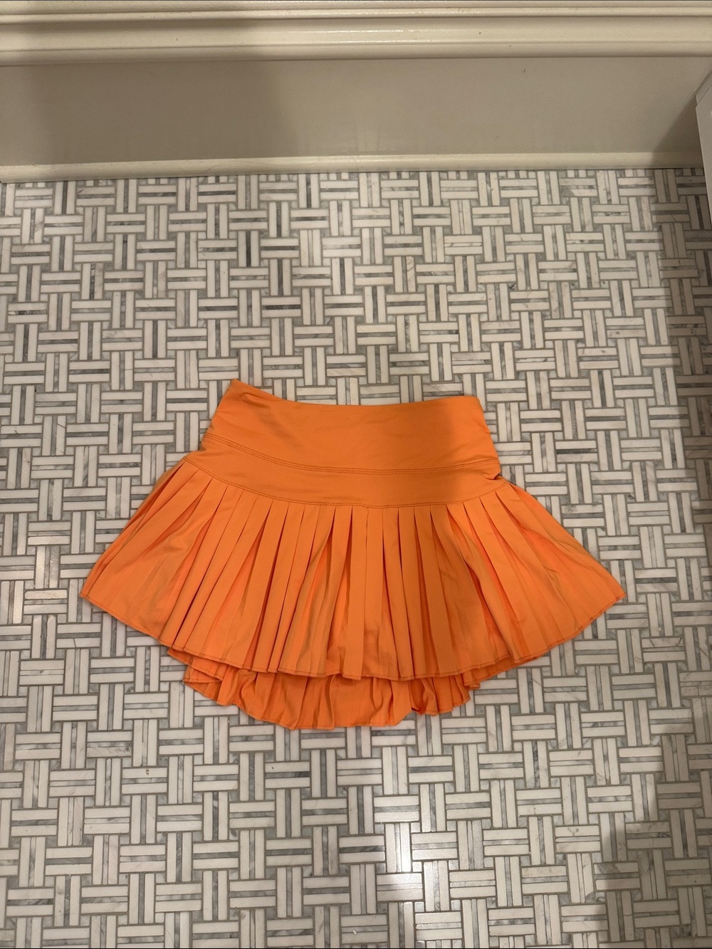 Gold hinge Women's Orange Pleated Tennis Skirt